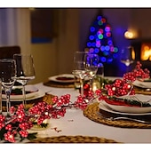 abordables Guirlandes lumineuses à piles-Guirlande lumineuse de Noël en forme de canne à fruits rouges, 1,9 m, 20 LED, alimentée par batterie, pour Noël, Nouvel An, fête, mariage, maison, jardin, balcon, décoration