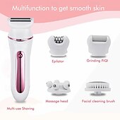 cheap Shaving &amp; Hair Removal-5-in-1 Hair Removal Epilator Shaver Face Razor Facial Brush Face Massage Body Exfoliator Rechargeable Hair Removal for Women