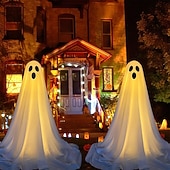cheap Halloween Outdoor-Halloween Decorations Lighted Ghosts Outdoor Decoration Lights Yard Halloween Standing Ghost Lights Battery Operated Porch for Patio Spooky Atmosphere Decorations 1pc