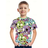 ieftine Viziune 3D și geometrie a băiatului-Băieți 3D Grafic Cranii Tricou Manșon scurt Vară Primăvară Modă De Bază Copii 4-12 ani Stil Nautic În aer liber Casual Zilnic Fit regulat