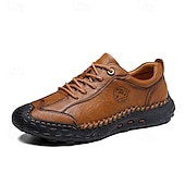 cheap Men&#039;s Sneakers-Men&#039;s Brown Faux Leather Casual Shoes with Handcrafted Stitching and Durable Rubber Sole for Outdoor Activities