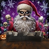 Hanging Tapestry Skeleton Christmas Santa Claus Wall Art Large Tapestry Mural Decor Photograph Backdrop Blanket Curtain Home Bedroom Living Room Decoration 20