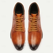 cheap Premium Leather Boots-Men&#039;s Brown Leather Lace-Up Ankle Boots with Padded Collar for Casual and Outdoor Wear