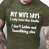 cheap Men&#039;s Graphic T Shirt-Men&#039;s Graphic Letter 5 Things You Should Know About My Wife T Shirt Casual Style Cotton Short Sleeve Graphic Shirt Wine Black White Comfortable Tee Vacation Casual Fashion Designer Clothing