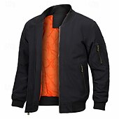 abordables Manteaux &amp; vestes-Homme Veste légère Bomber Coupe-vent Veste décontractée du quotidien Vacances Chaud Poche Automne hiver Plein Mode Classique Col Mao Normal Noir Vert Véronèse Bleu de minuit Gris Veste