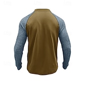 preiswerte Lässiges Henley-T-Shirt-Herren T-Shirt mit Knöpfen T Shirt Henley Hemd T-Shirt Langarm Henley Frühling &amp; Herbst Farbblock Mode Designer Basic Patchwork Urlaub Straße Ausgehen Königliches Blau Blau Armeegrün Top T-Shirt für