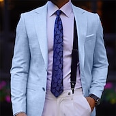 levne Pánské klasické blejzry-Pánské Promoce Blejzr Obchod Koktejlový večírek Svatebnívečírek Módní Na běžné nošení Jaro &amp; podzim Polyester Pevná barva Kapsy Knoflíky Pohodlné Jednořadé Blejzr Kávová Světle modrá Šedá