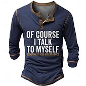 cheap Funny Words-Men&#039;s Halloween Letter Henley Shirt Long Sleeve 3D Print Cowboy Casual Holiday Festival Summer Spring Fall Black Navy Blue Henley Henley T-Shirt