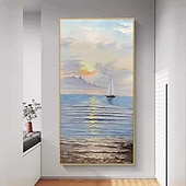 preiswerte Landschaftsgemälde-3D-Ölgemälde mit Wellen im Ozean, handgefertigtes Meereslandschaftsgemälde, handgemaltes 3D-Strukturkunstgemälde, Acrylgemälde mit Wellen im Ozean, großes gerahmtes Gemälde, Wandkunst, Gemälde für