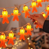 economico Luci di Natale-luci a forma di omino di pan di zenzero luci a forma di fata di Natale, luci a forma di lampadina per albero di Natale 1,5 m 10 led alimentati a batteria luci decorative per feste di Natale