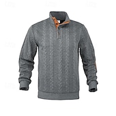economico Felpe di base-Per uomo Felpa Nero Giallo Cachi Grigio scuro Colletto Mao Color Block Jacquard Collage Sportivo Giornaliero Per eventi Strutturato Streetwear Essenziale Informale Autunno inverno Abbigliamento Felpe