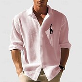 economico camicia da uomo con bottoni-Per uomo Camicia a nido d&#039;ape Camicia Estiva Camicia casual Camicia a maglia a nido d&#039;ape Bianco Verde chiaro Rosa Grigio scuro Albicocca Manica Lunga Testurizzato Moda Collo ripiegato Vacanza Ferie