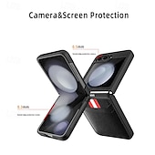 economico Cover Samsung-telefono Custodia Per Samsung Galaxy Z Flip 6 Z Flip 5 Copertura Posteriore con Proteggi Schermo Slot per Carte Resistente agli urti Retrò PC Pelle PU