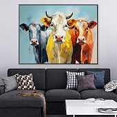 abordables Peintures animaux-peinture à l&#039;huile de vache colorée peinte à la main peinture à l&#039;huile d&#039;animaux faite à la main sur toile art mural peint à la main décoration intérieure peinture d&#039;animaux de la ferme œuvre d&#039;art