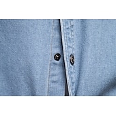 cheap Men&#039;s Elite Shirts-Men&#039;s 100% Cotton Shirt Button Up Shirt Casual Shirt Button Down Shirt Blue Long Sleeve Solid Color Turndown Shirt Collar Outdoor Work Pocket Clothing Apparel Neutral Daily Sports &amp; Outdoors