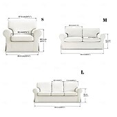 baratos Cobertura de Sofa-Capa de Sofá de 3 Lugares 20% Linho Cor Sólida Acolchoada em Algodão e Linho