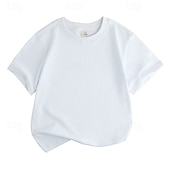 cheap Tees &amp; Shirts-Unisex Boys Girls&#039; 3D Solid Color Tee Short Sleeve Summer Spring Fashion Basic Kids 4-12 Years Crew Neck Outdoor Casual Daily Regular Fit