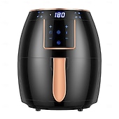 preiswerte Küchengeräte-Heißluftfritteuse 5,5 l Haushalts-Heißluftfritteuse mit großem Fassungsvermögen, 1300 W, große Feuerkraft, Timing, Touchscreen, LCD, elektrische Heißluftfritteuse mit Backgeschirr