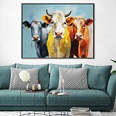 abordables Peintures animaux-peinture à l&#039;huile de vache colorée peinte à la main peinture à l&#039;huile d&#039;animaux faite à la main sur toile art mural peint à la main décoration intérieure peinture d&#039;animaux de la ferme œuvre d&#039;art