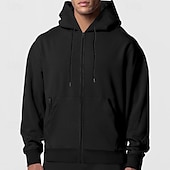 economico felpe con cappuccio da uomo di base-Per uomo Felpa con cappuccio a zip intera Felpa con cappuccio e zip Felpa con cappuccio in pile Nero Blu marino Cachi Grigio chiaro Con Cappuccio Semplice Con zip Tasca Sport &amp; Outdoor Quotidiano