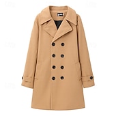 billiga Trenchcoat för män-Herr Vinterkappa Rock Peacoat Trenchcoat Utomhus Dagliga kläder Höst vinter 95% polyester 5% bomull Håller värmen Vindtät jacka Ytterkläder Kläder Mode Streetwear Slät Kavajslag Dubbelknäppt