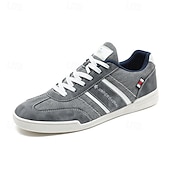 cheap Men&#039;s Sneakers-Men&#039;s Brown Canvas and Leather Sneakers with Lace-Up Design - Stylish and Comfortable for Casual and Sporty Wear