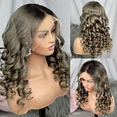 voordelige Pruiken van echt haar, met kanten voorzijde-Remy mensenhaar 5x5 Sluiting 13x6 sluiting 4x13 Sluiting Pruik Zijdeel Middelste stuk Gratis deel Braziliaans haar Los golvend Natuurlijk golvend Meerkleurig Pruik 130% 150% 180% Haardichtheid met