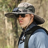 billige Utendørs hodeplagg-Herre Solhatt Bøtte Hatt Boonie-hatt Vanntett UV Beskyttelse Pustende til Fisking Strand Camping / fotturer / grotting Kamuflasje Farge Polyester Sommer Vår