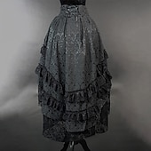 cheap Bottoms-Punk &amp; Gothic Steampunk Asymmetrical Skirt Goth Girl Lace Fancy Dress Women's Halloween Carnival Performance Party Adults Skirt