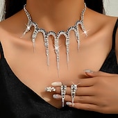 billige Smykkesett-Smykke Sett 3 stk Strass Legering Øredobber Halskjeder Dame Elegant Årgang Nydelig geometriske Geometrisk Form Smykkesett Til Bryllup Fest jubileum