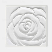 levne Květinové či botanické obrazy-3d bílá květina olejomalba ručně malovaná tlustá textura olejomalba béžová bílá malba na plátně abstraktní texturovaná olejomalba pro nástěnné umění malba pro obývací pokoj umělecká díla