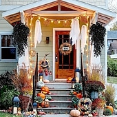 economico Corone di Halloween e Decorazioni Floreali-2/4 mazzi di piante artificiali di Halloween, foglie di eucalipto finte, finte piante verdi in plastica per esterni, per pareti, casa, stanza, patio, interni, mensole, ufficio, decorazioni
