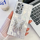 Χαμηλού Κόστους Samsung Θήκη-τηλέφωνο tok Για Samsung Galaxy S24 S24 Ultra Plus S23 Ultra A55 A35 A25 A15 5G Α54 S25 Ultra Πίσω Κάλυμμα με βάση στήριξης Προστατευτικό φακού κάμερας Ανθεκτική σε πτώσεις Πεταλούδα Επιμετάλλωση PC