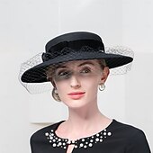 cheap Party Hats-Hats 100% Wool Bowler / Cloche Hat Fedora Hat Holiday Tea Party Elegant Wedding With Face Veil Headpiece Headwear