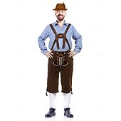 tanie Mężczyźni-Oktoberfest Lederhosen Koszula alpejski kapelusz Bawaria bawarski Niemiecki Monachium Łąki Męskie Tkanina w stylu tradycyjnym Bluzka Szorty Kapelusz