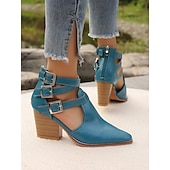 levne Block Heels-Dámské Podpatky Venkovní Denní Blokovat patu Palec do špičky Na běžné nošení Minimalismus Umělá kůže Spona Modrá Hnědá