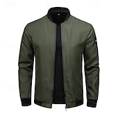 preiswerte Herrenjacken &amp; Herrenmäntel-Herren Bomberjacke übergangsjacke Ausgehen Tasche Ganzjahres Einfach Lässig Stehkragen Regulär Schwarz Blau Armeegrün Grau Jacken