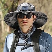billige Utendørs hodeplagg-Herre Solhatt Bøtte Hatt Boonie-hatt Vanntett UV Beskyttelse Pustende til Fisking Strand Camping / fotturer / grotting Kamuflasje Farge Polyester Sommer Vår