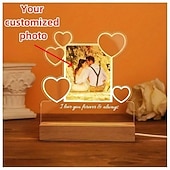 preiswerte Geschenke-personalisierter Nachtlicht-Fotorahmen in Herzform, LED-Nachtlicht zur Hochzeit – individuelle Foto-Acryl-USB-Lampe, romantisches Geschenk zum Hochzeitstag, Geburtstag, perfekt für Paare und Freunde
