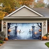 halpa Halloween koristelu-halloween oven koristeet ulkona halloween autotallin oven kansi kurpitsa noita banneri pelottava linna suuri taustakoristeet lomalle ulkoautotallin ovi kodin seinäkoristeet
