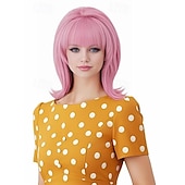 levne Historické paruky-Vintage krátká vlnitá paruka s ofinou retro bouffant včelí úl paruky vhodná na kostým nebo karnevalovou párty v 60. a 70. letech paruky na Halloween