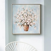 preiswerte Blumen-/Botanische Gemälde-Sonnenblumen-Ölgemälde, handgefertigtes abstraktes Blumen-Ölgemälde auf Leinwand, handgefertigtes modernes Ölgemälde, handgemaltes großes weißes Blumen-Ölgemälde, Wandkunst, Gemälde für die