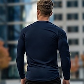 abordables Camisetas y Tanks Elite para Hombres-Hombre Manga Larga Cuello Barco Color sólido Prendas de punto Diario Cuello redondo Exterior Casual Ropa Deportiva gris oscuro Negro Blanco Camiseta superior para hombre