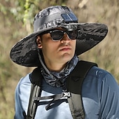 billige Utendørs hodeplagg-Herre Solhatt Bøtte Hatt Boonie-hatt Vanntett UV Beskyttelse Pustende til Fisking Strand Camping / fotturer / grotting Kamuflasje Farge Polyester Sommer Vår