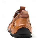 economico Sneakers da uomo-scarpe da esterno da uomo in pelle marrone e rete con suola robusta: traspiranti e comode per l&#039;escursionismo e l&#039;abbigliamento casual