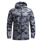 preiswerte Fleece &amp; 3 in 1 Jacken-Herren Soft Shell Jacke Wanderjacke Draussen Tarnfarben Sonnenschutz Windundurchlässig Schnelltrocknend Jacke Kapuzenshirt Voller Reißverschluss Reisen Marinenblau Blau Grau