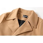 billiga Trenchcoat för män-Herr Vinterkappa Rock Peacoat Trenchcoat Utomhus Dagliga kläder Höst vinter 95% polyester 5% bomull Håller värmen Vindtät jacka Ytterkläder Kläder Mode Streetwear Slät Kavajslag Dubbelknäppt