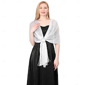 cheap Wedding Guest Wraps-Gold And Silver Silk Shawl With Buckle, Bride And Bridesmaid Group, Dance Party, Wedding Dress, Evening Gown, Shawl For Women