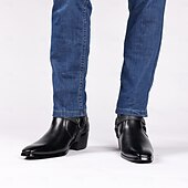 abordables Botas de ciclista-Botines de moto de piel sintética marrón para hombre con detalle de correa y anillo de metal: elegantes botas de motociclista de inspiración western