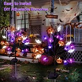 olcso Halloween szabadtéren-1/2db napelem 3d sütőtök denevér szellem pók halloween ösvény fények napelemes halloween dekorációk kültéri pázsit lámpák 20 led vízálló udvari terasz út sír halloween dekorációs lámpa